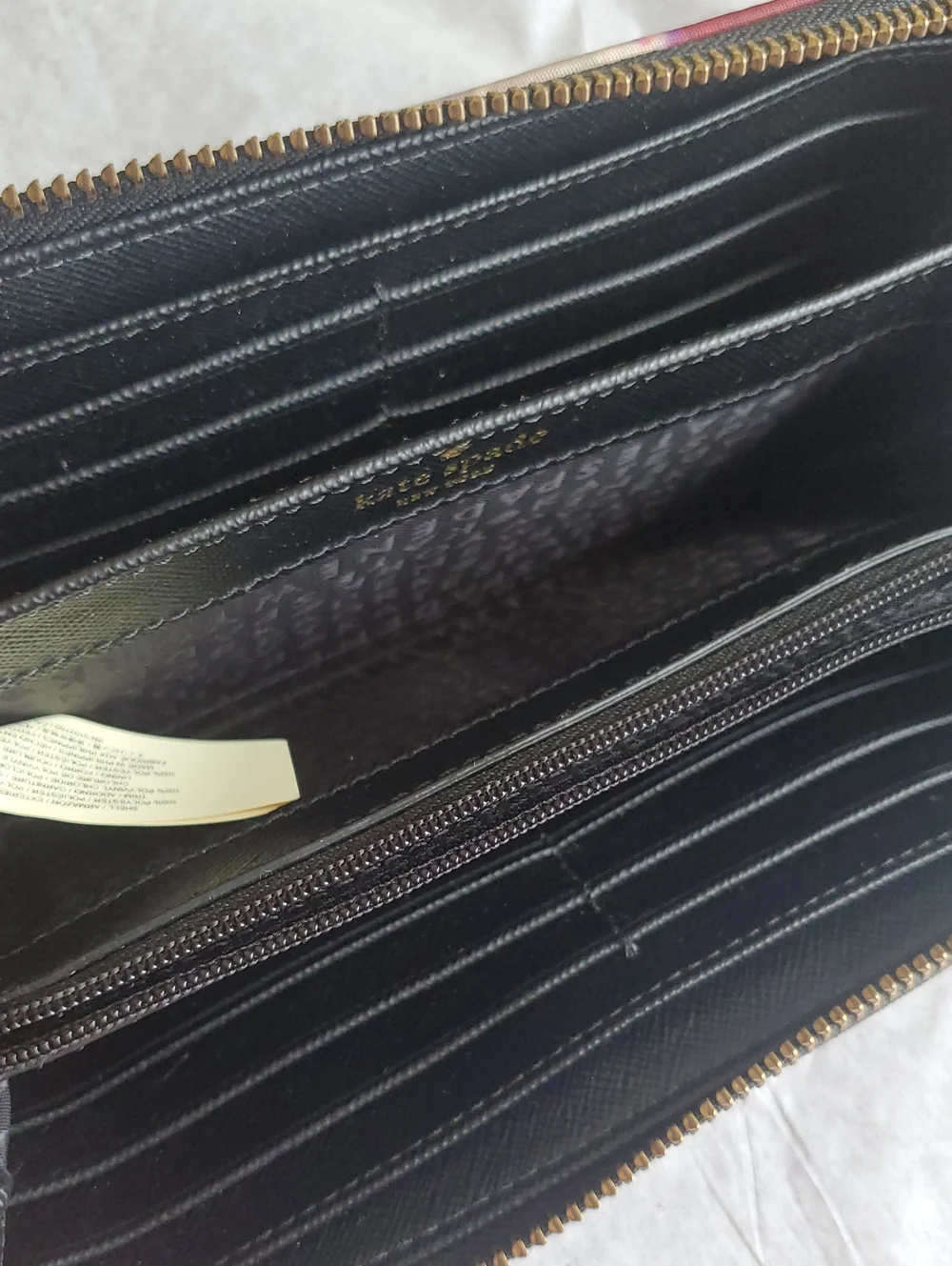 kate spade Black Multi Watercolor Floral Zip Wallet